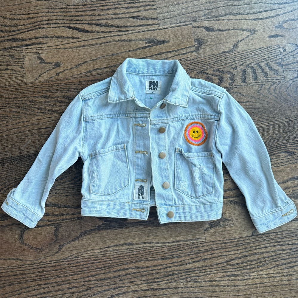 Petite Hailey Girls Patched Denim Jacket